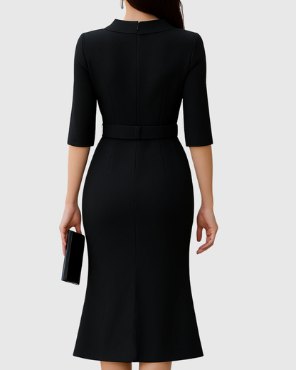 Catherine Elegant Midi Belted Dress