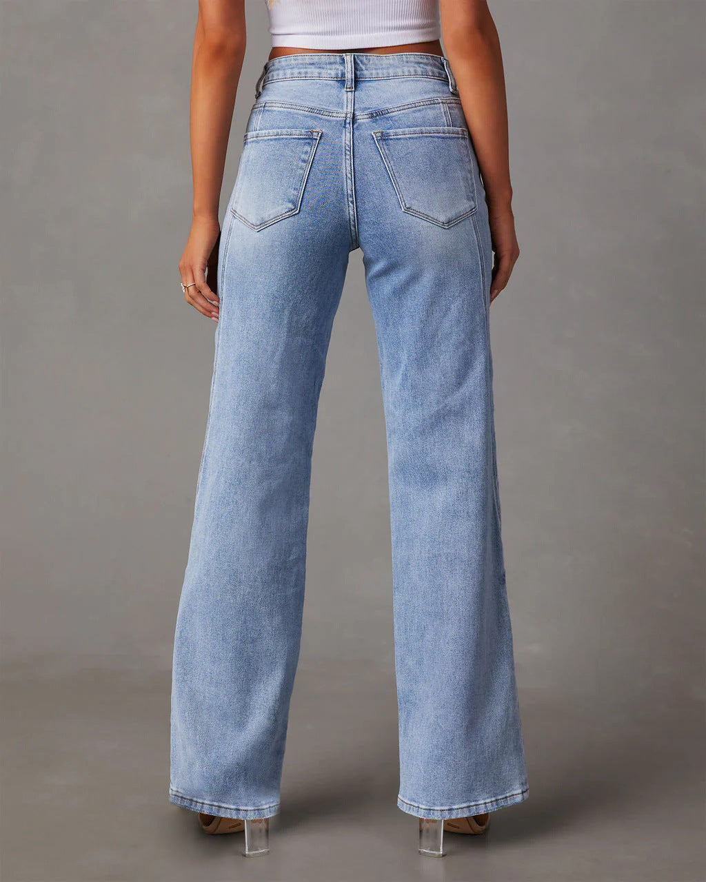 Tatum High Waisted Wide Leg Jeans For Woman