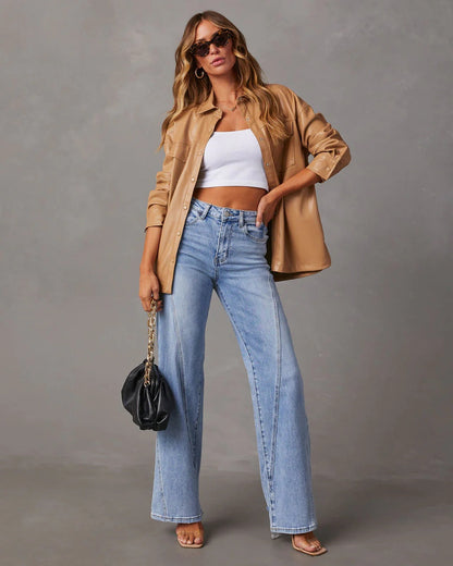 Tatum High Waisted Wide Leg Jeans For Woman