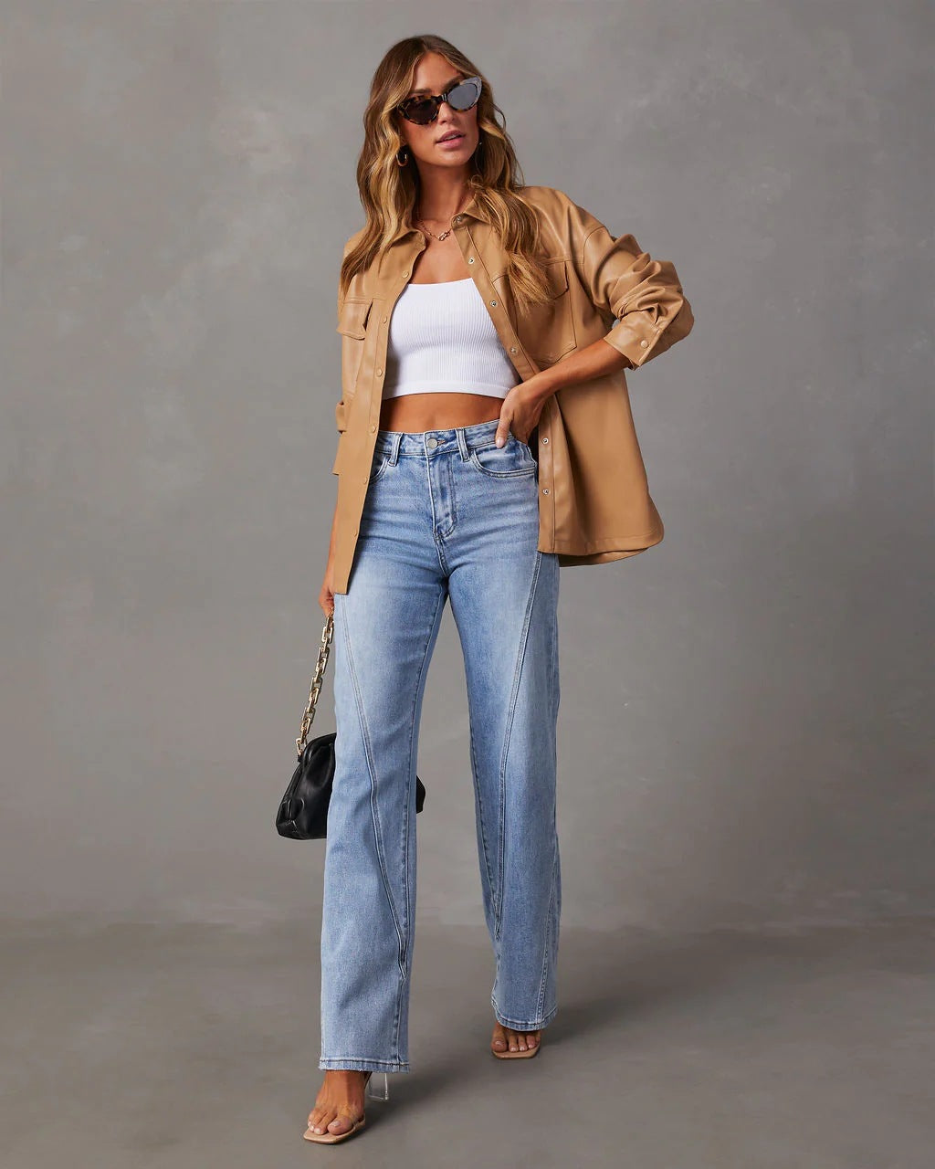 Tatum High Waisted Wide Leg Jeans For Woman