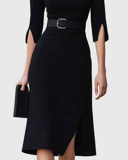 Catherine Elegant Midi Belted Dress