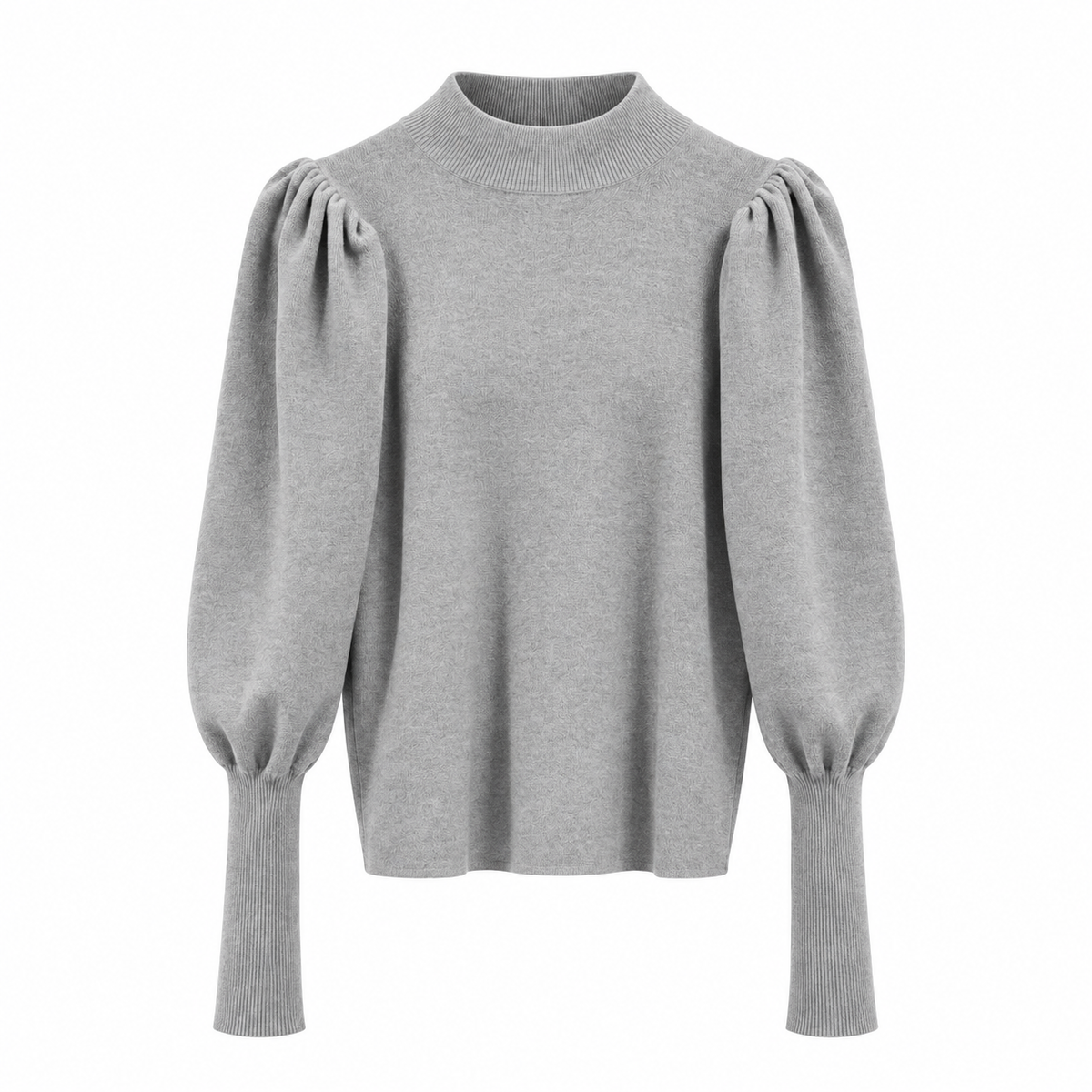 Evelyn Women's High Neck Knit Sweater with Puff Sleeves