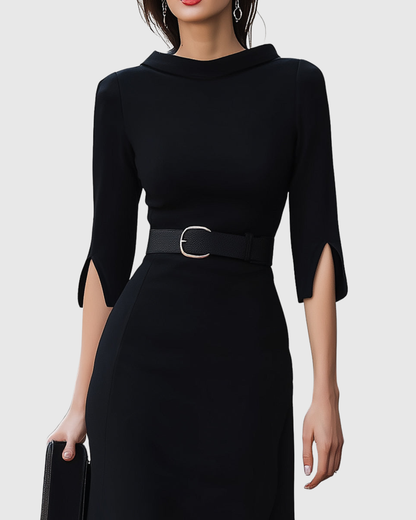 Catherine Elegant Midi Belted Dress