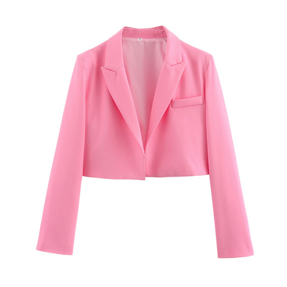 Blaire Women's White Cropped Blazer with Classic Lapels