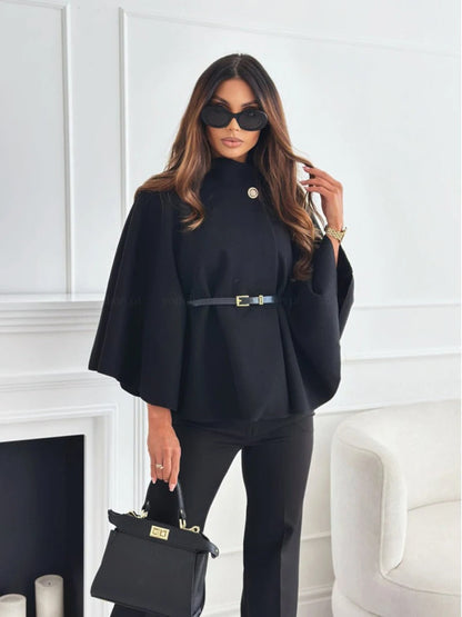 Ruby Elegant Belted Cape Blazer