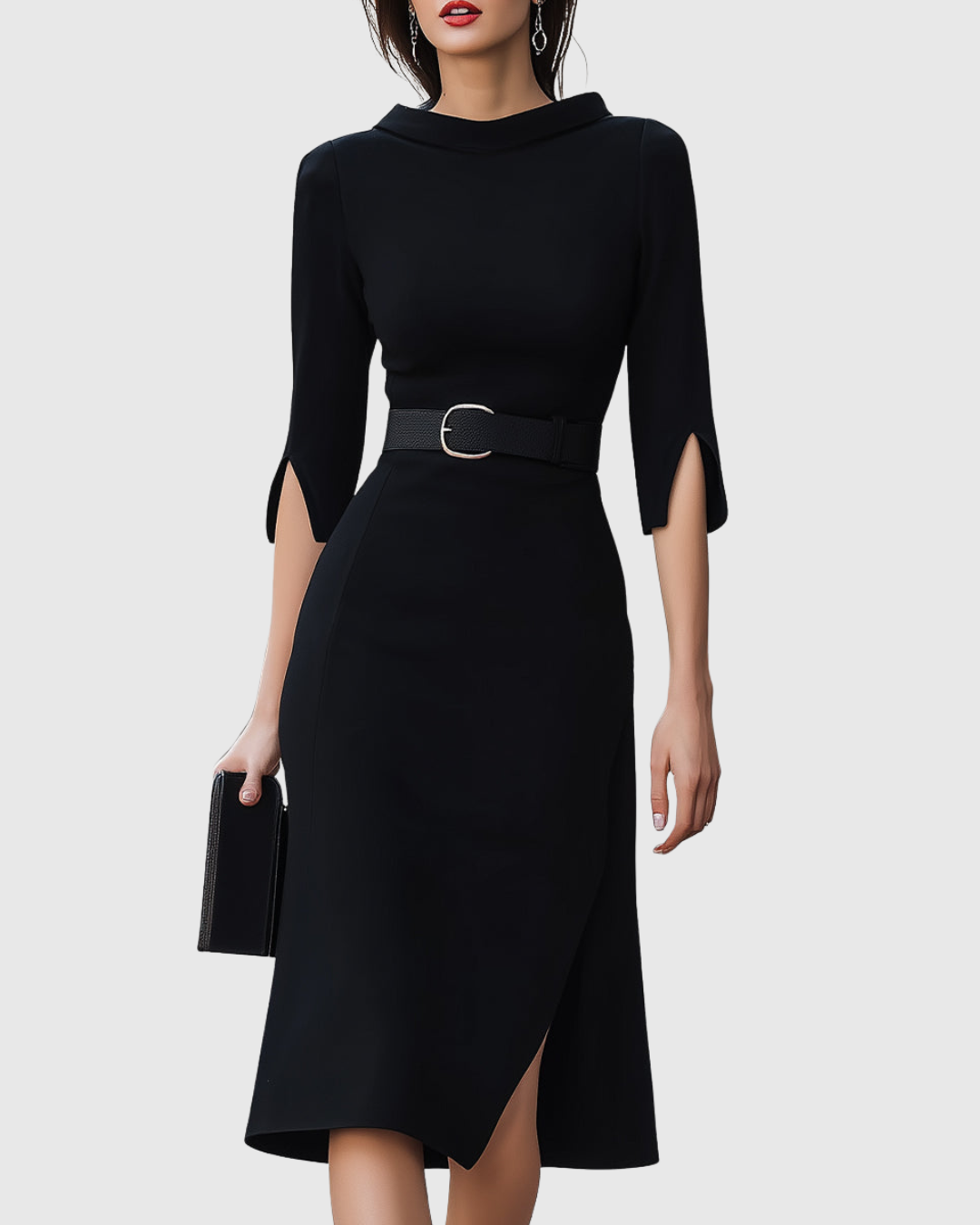 Catherine Elegant Midi Belted Dress
