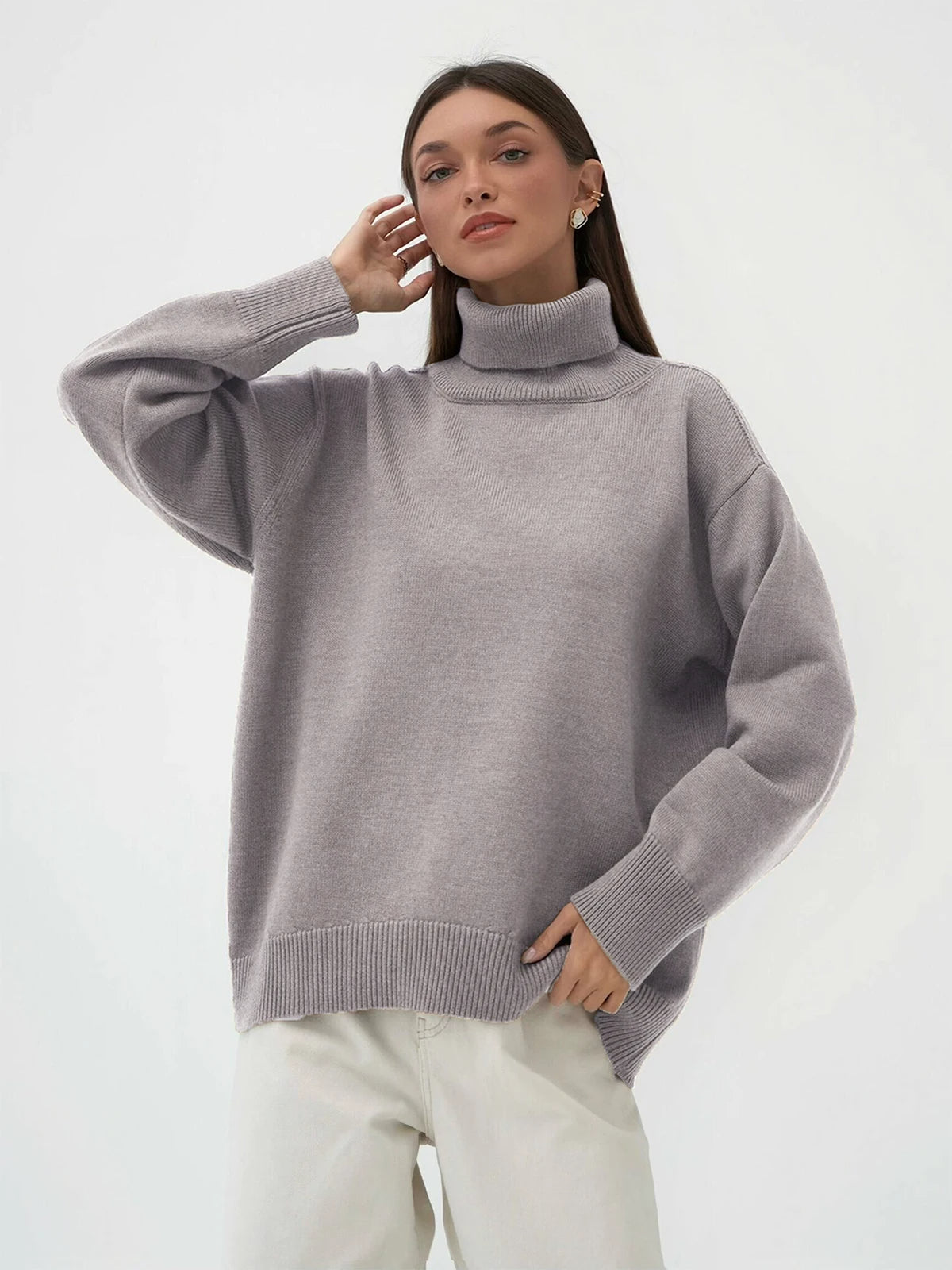 Sloane Knitted Turtleneck Sweater with Relaxed Fit