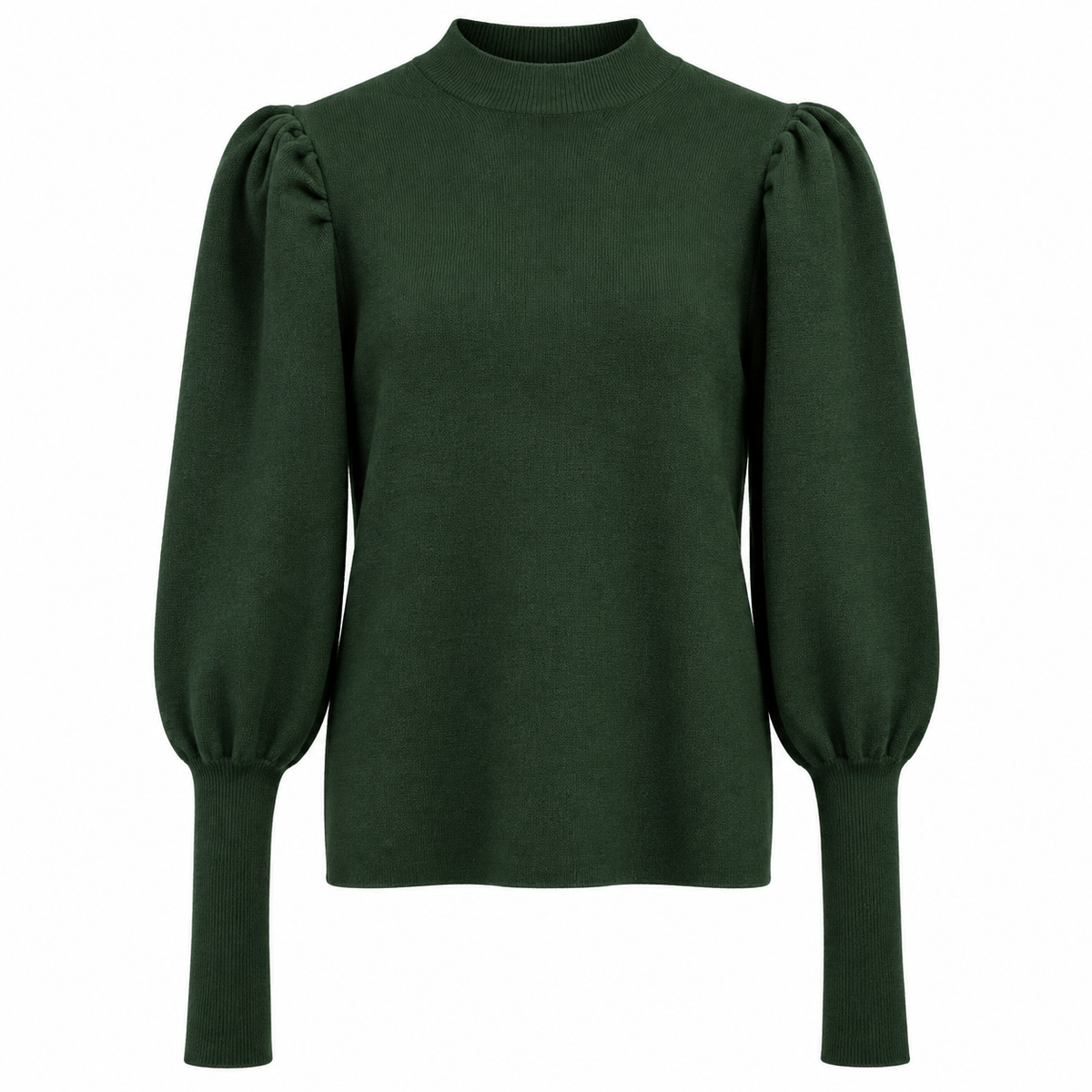 Evelyn Women's High Neck Knit Sweater with Puff Sleeves
