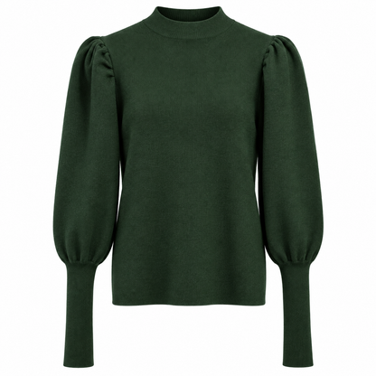Evelyn Women's High Neck Knit Sweater with Puff Sleeves