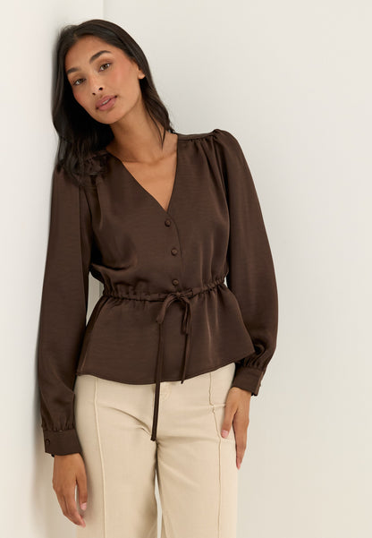 Olivia Satin Puff Sleeve Blouse