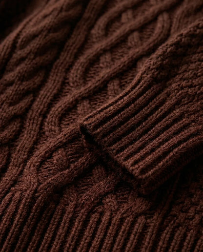 Aubrey Women's Cable Knit Sweater Dress with Round Neck