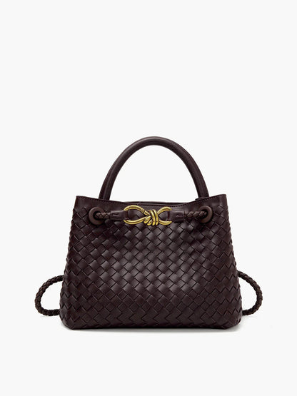 Noa Luxury Woven Handbag with Gold Clasp