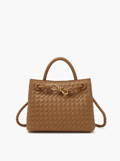 Noa Luxury Woven Handbag with Gold Clasp