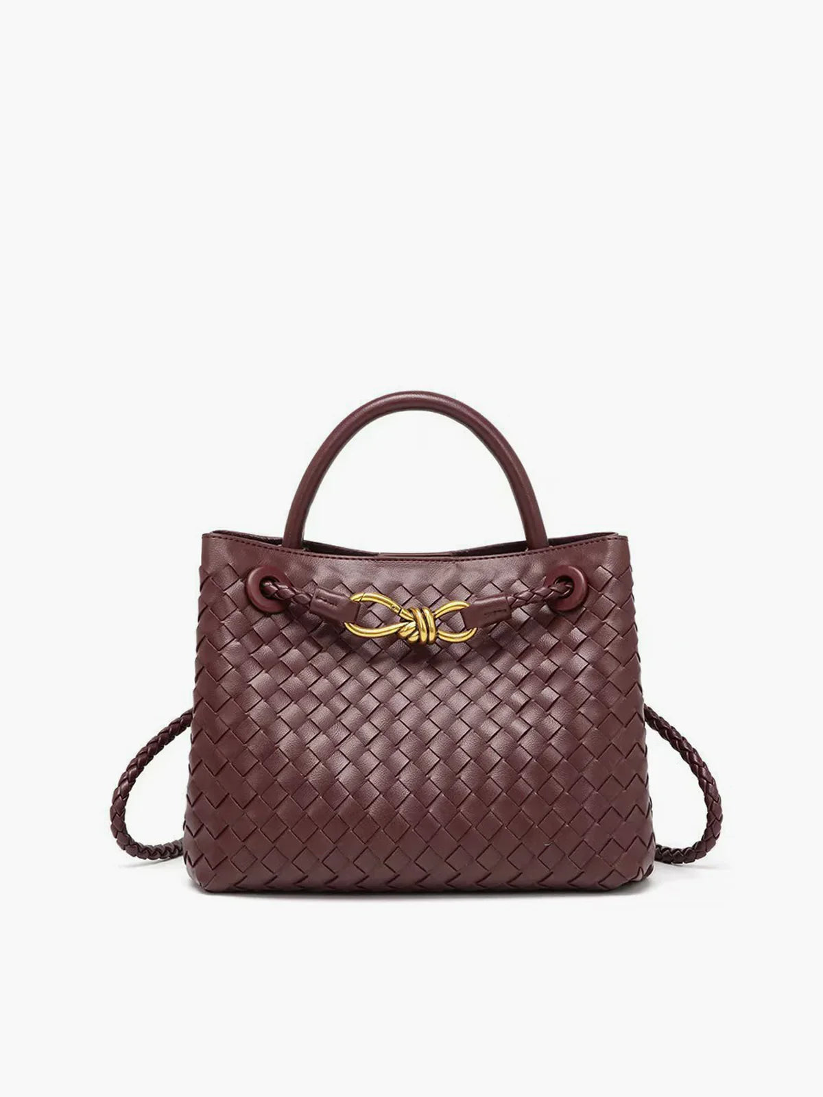 Noa Luxury Woven Handbag with Gold Clasp
