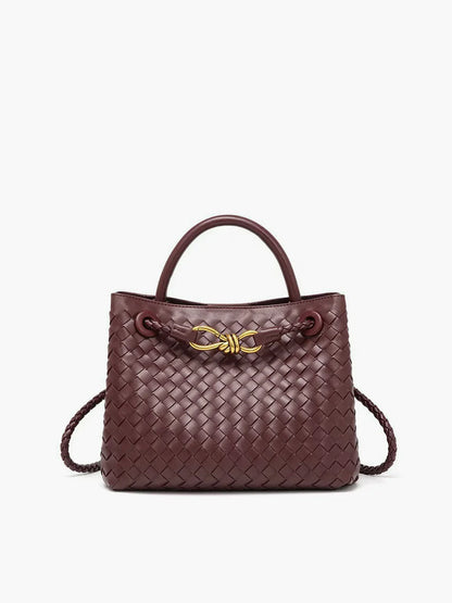 Noa Luxury Woven Handbag with Gold Clasp