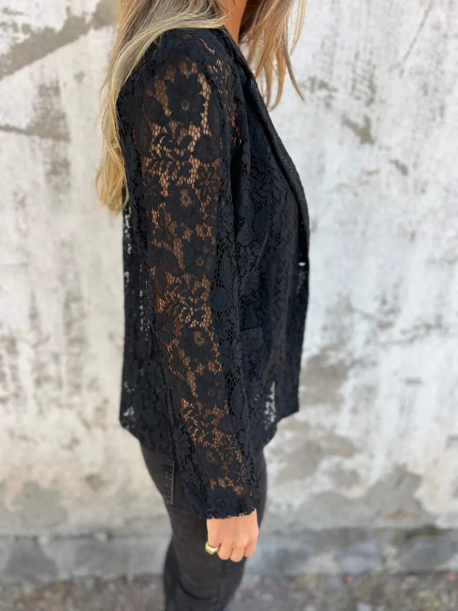 Cecilia Women's Elegant Black Lace Blazer