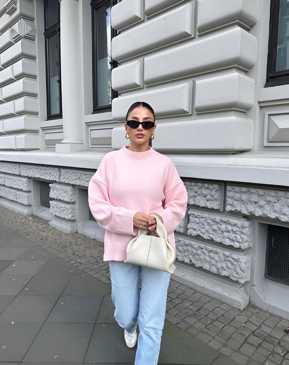 Rosalie Women's Pink Oversized Sweater with Relaxed Fit