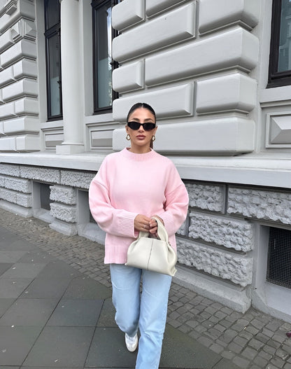 Rosalie Women's Pink Oversized Sweater with Relaxed Fit