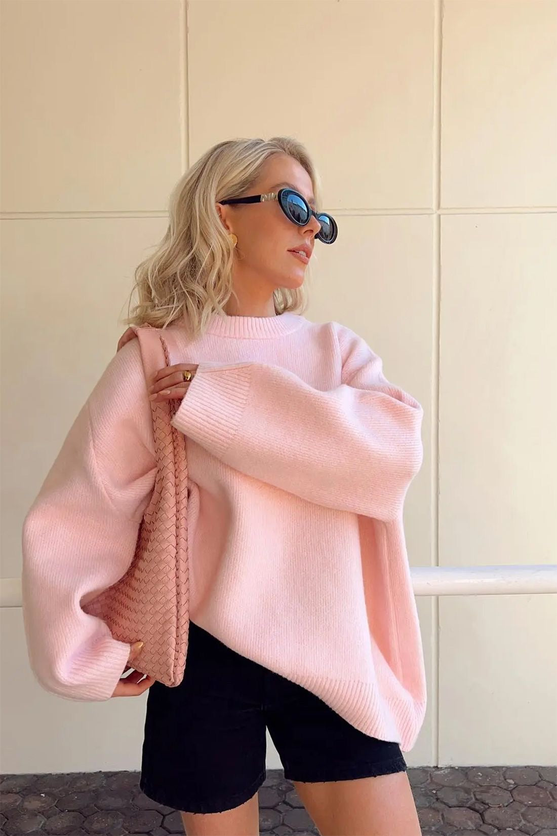 Rosalie Women's Pink Oversized Sweater with Relaxed Fit