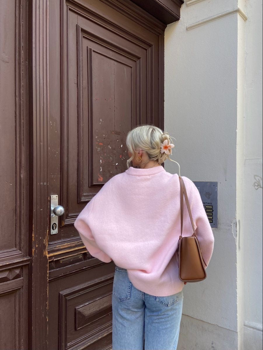 Rosalie Women's Pink Oversized Sweater with Relaxed Fit