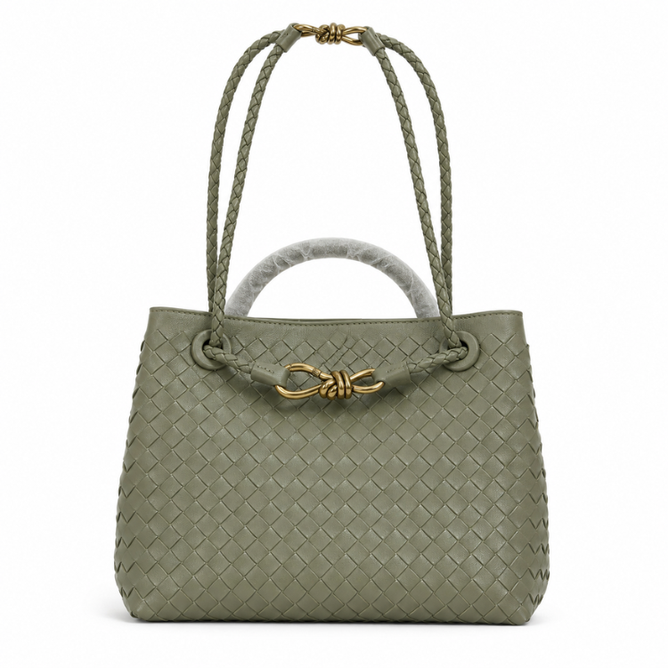 Noa Luxury Woven Handbag with Gold Clasp