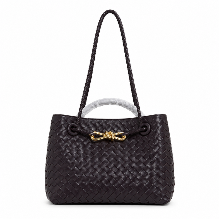 Noa Luxury Woven Handbag with Gold Clasp