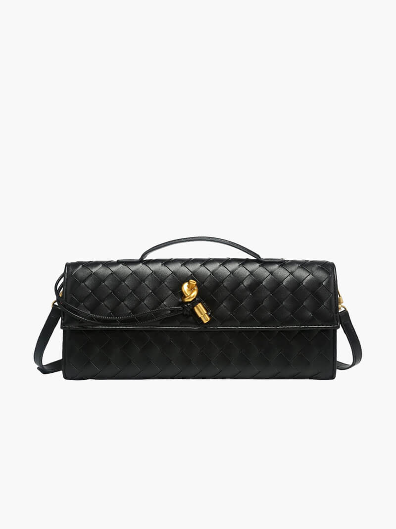 Maeve Woven Shoulder Bag with Gold Clasp