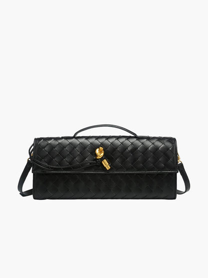 Maeve Woven Shoulder Bag with Gold Clasp