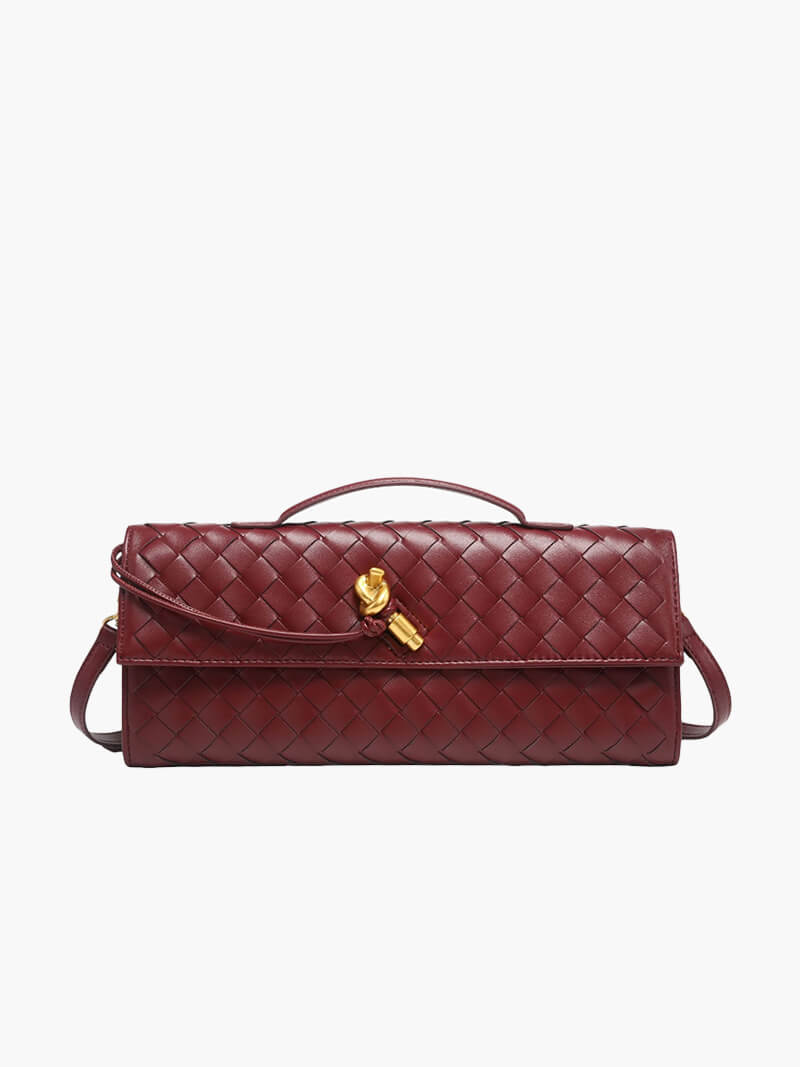 Maeve Woven Shoulder Bag with Gold Clasp