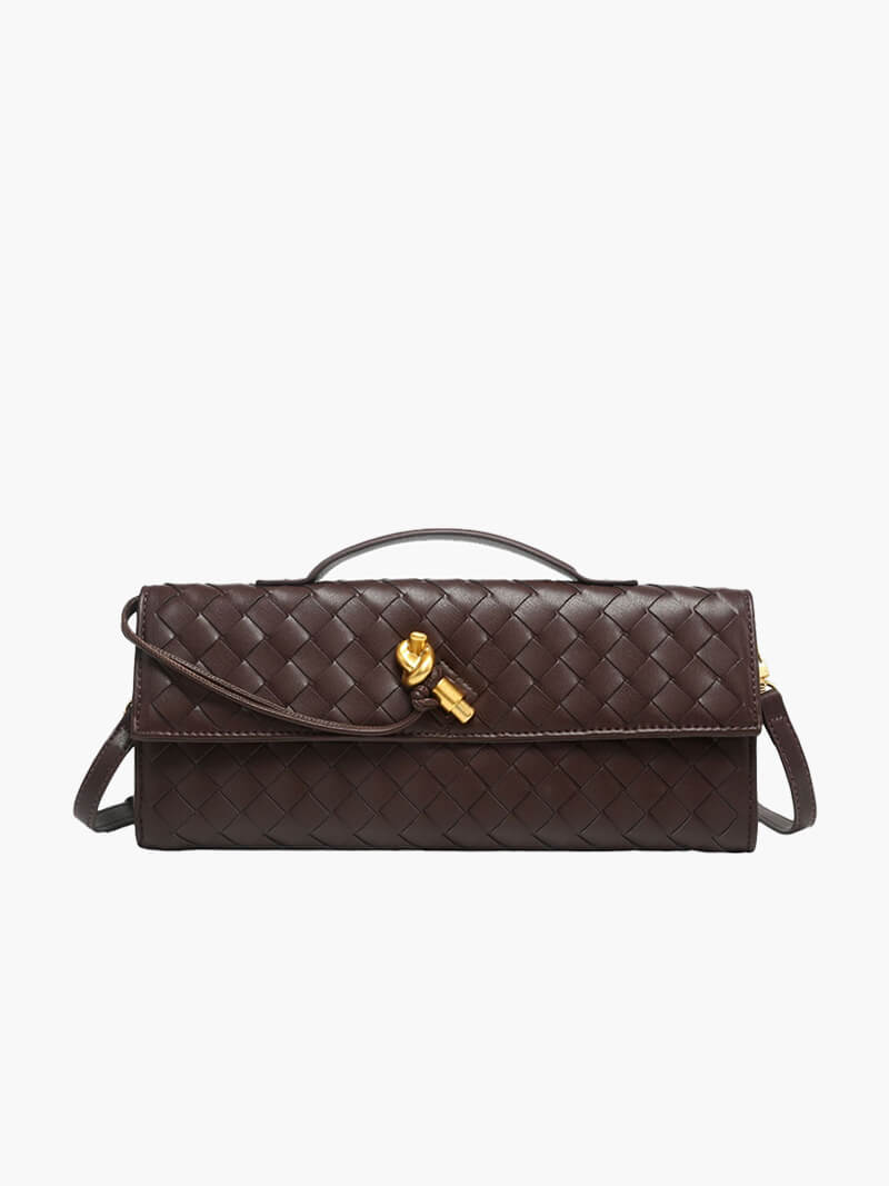 Maeve Woven Shoulder Bag with Gold Clasp