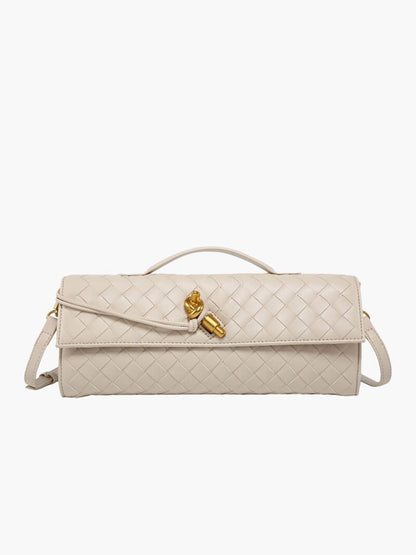 Maeve Woven Shoulder Bag with Gold Clasp