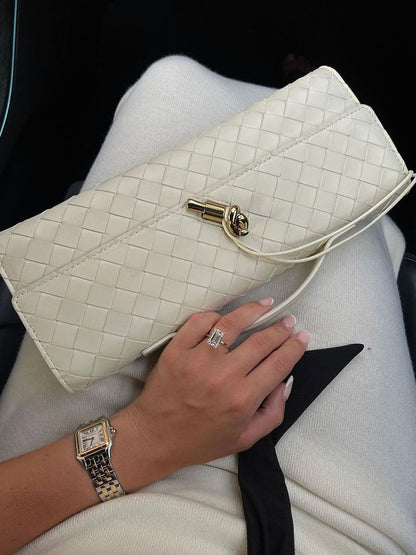 Maeve Woven Shoulder Bag with Gold Clasp