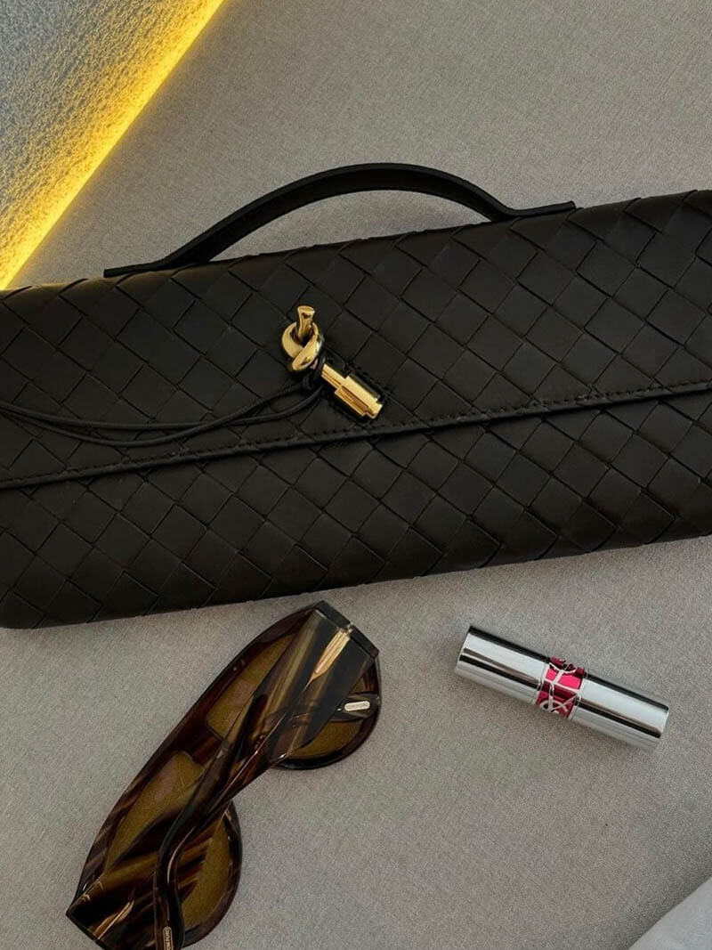 Maeve Woven Shoulder Bag with Gold Clasp