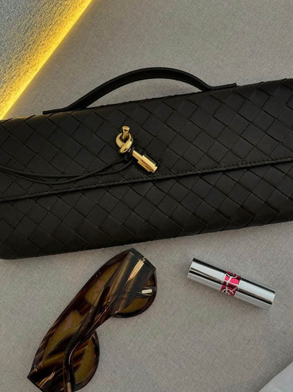 Maeve Woven Shoulder Bag with Gold Clasp