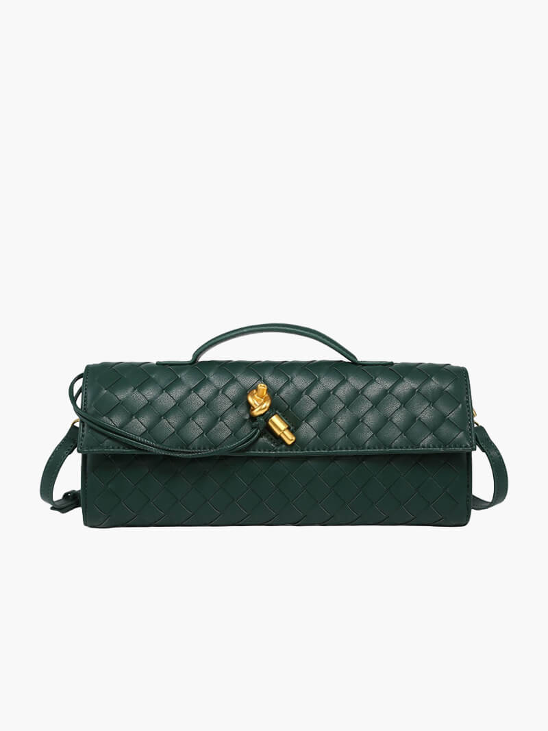 Maeve Woven Shoulder Bag with Gold Clasp