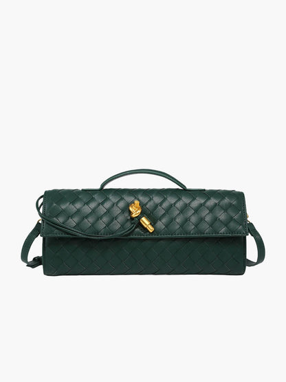 Maeve Woven Shoulder Bag with Gold Clasp