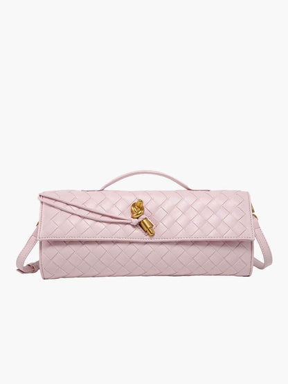 Maeve Woven Shoulder Bag with Gold Clasp