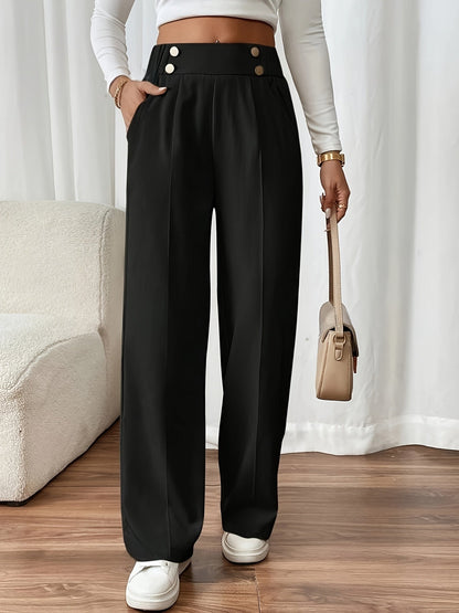 Sloane Elegant High Waisted Trousers with Button Detail