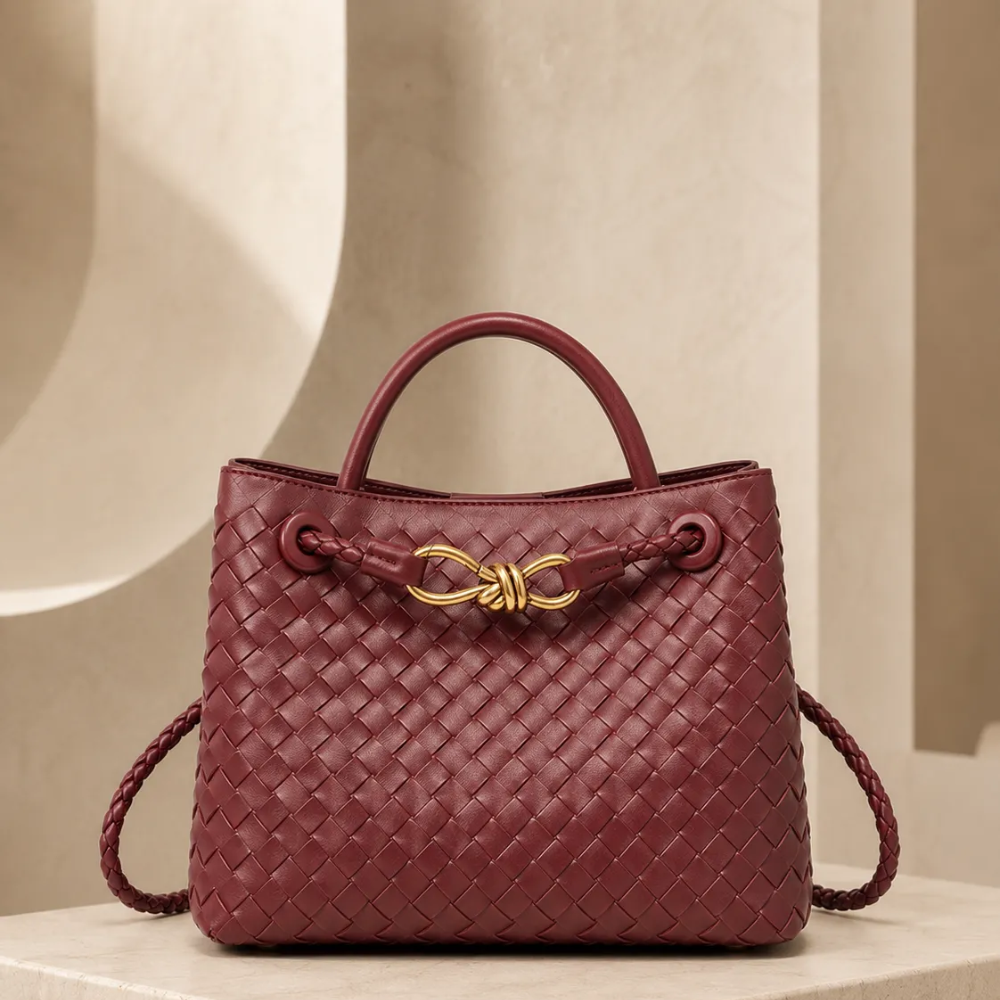Noa Luxury Woven Handbag with Gold Clasp