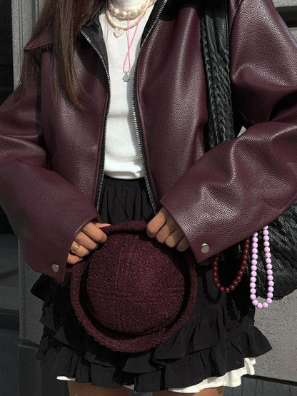 Elena Burgundy Leather Jacket