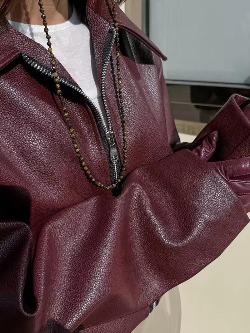 Elena Burgundy Leather Jacket