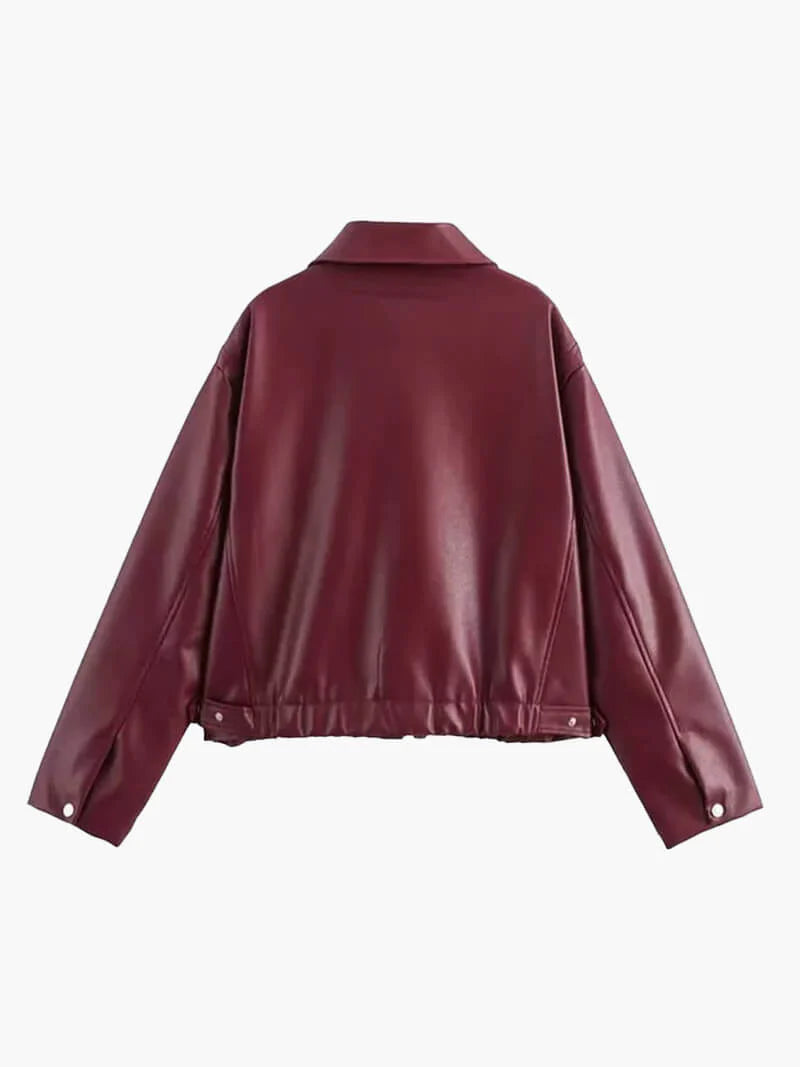 Elena Burgundy Leather Jacket