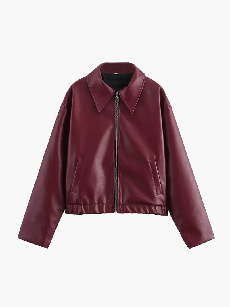 Elena Burgundy Leather Jacket