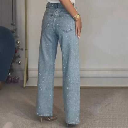 Sophie High Waisted Straight Leg Studded Jeans for Women