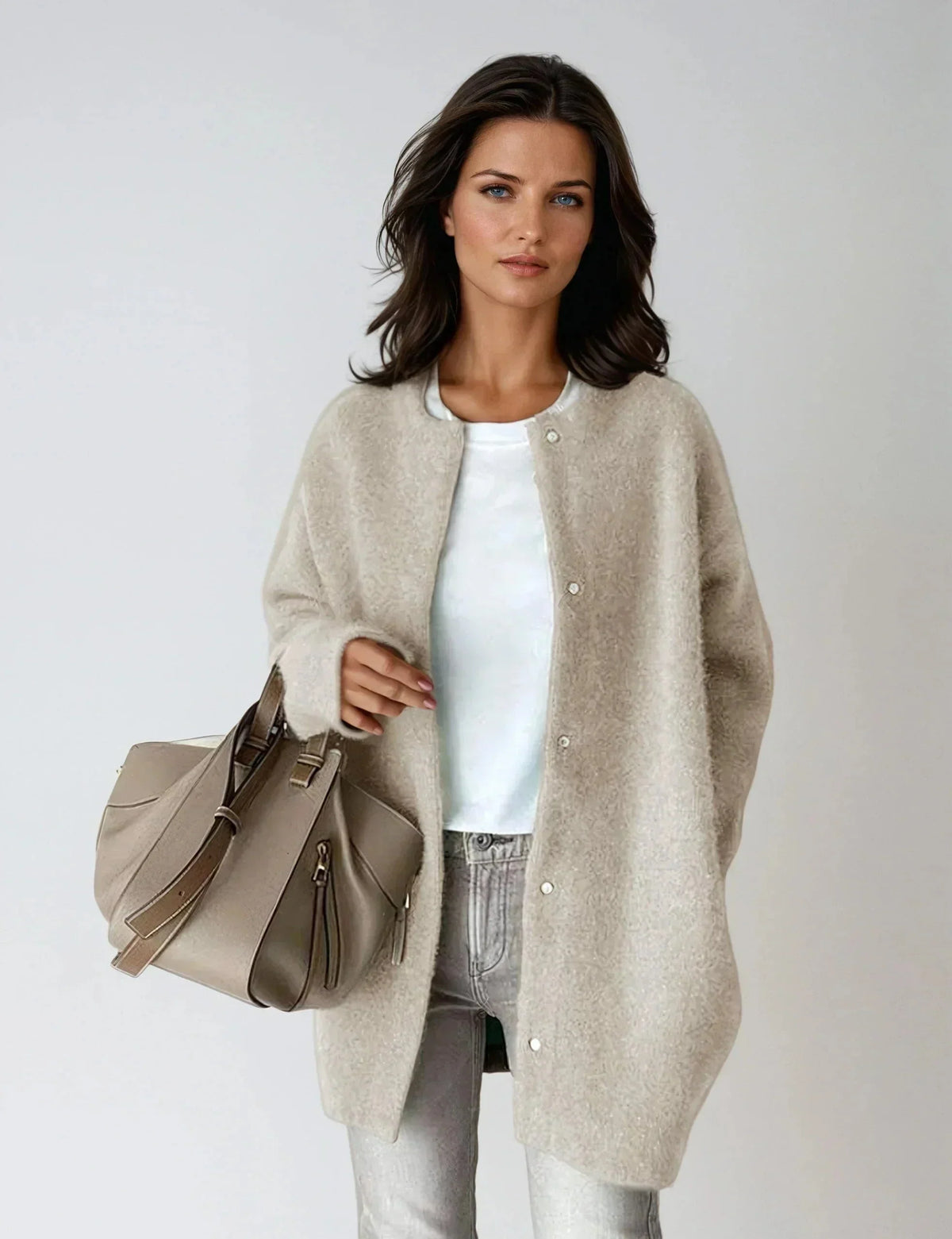 Wren Women's Soft Wool Blend Cardigan with Button Closure