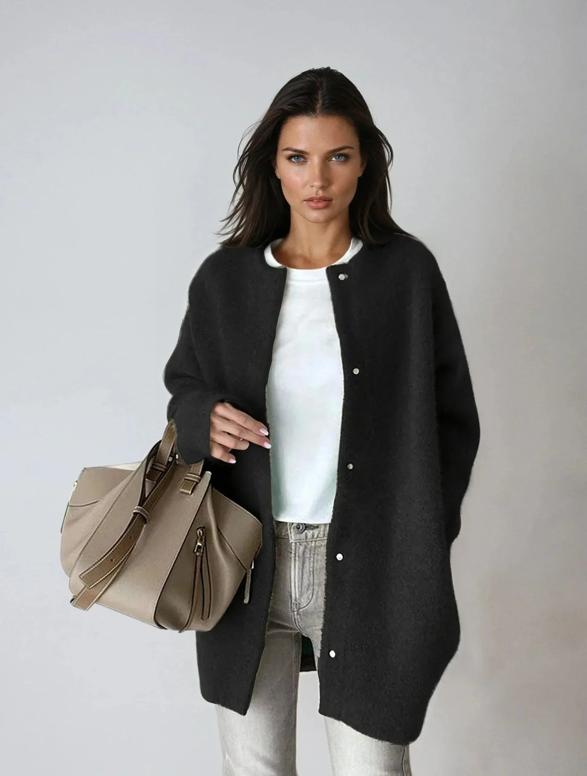 Wren Women's Soft Wool Blend Cardigan with Button Closure