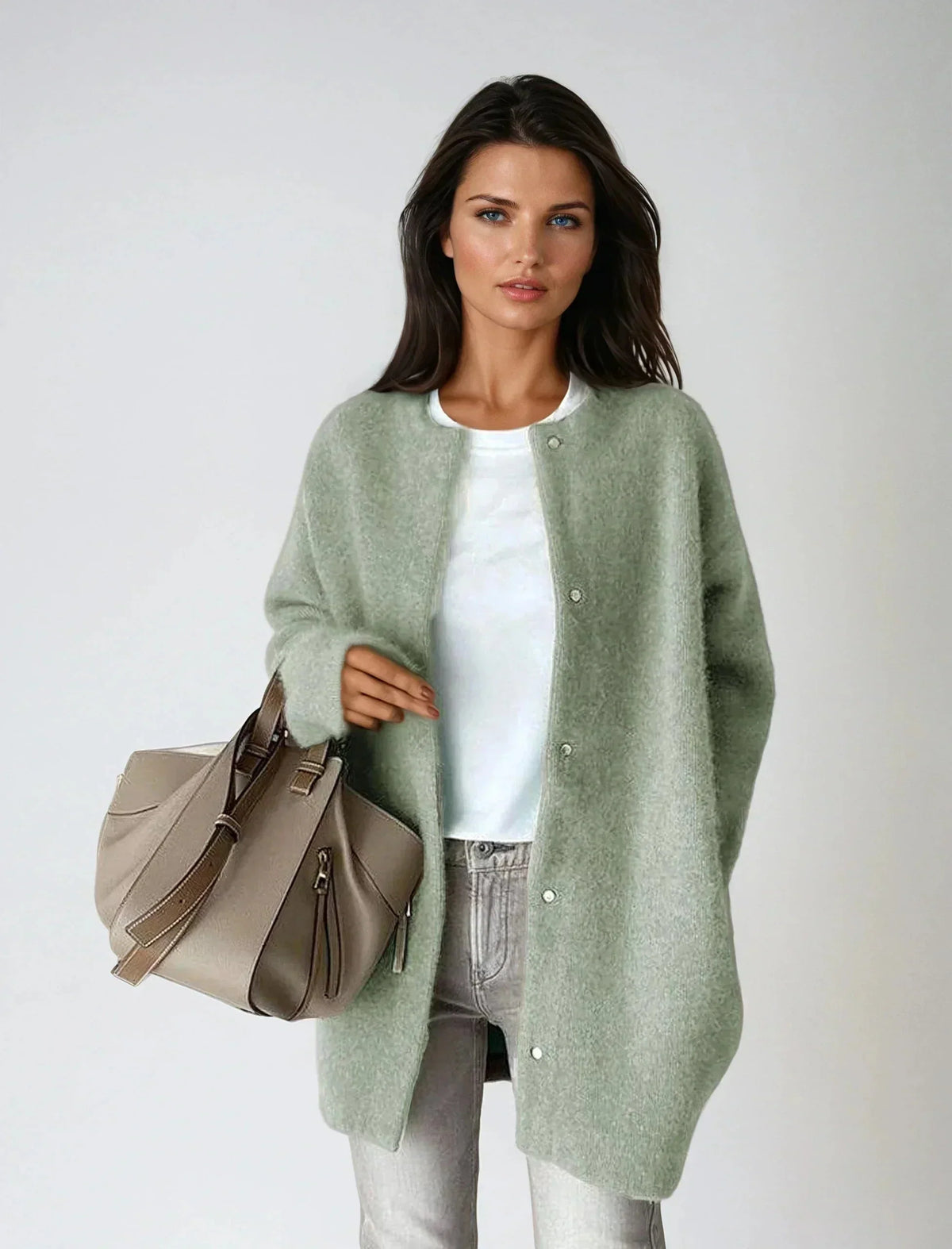 Wren Women's Soft Wool Blend Cardigan with Button Closure