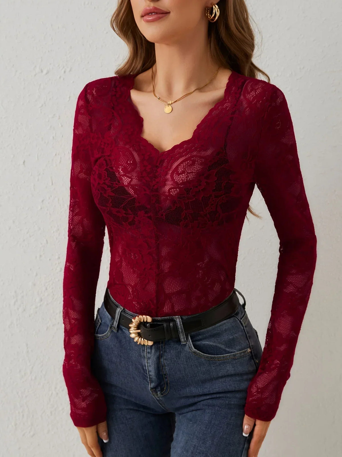 Vivienne Elegant Lace Long Sleeve Blouse