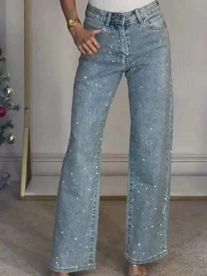 Sophie High Waisted Straight Leg Studded Jeans for Women