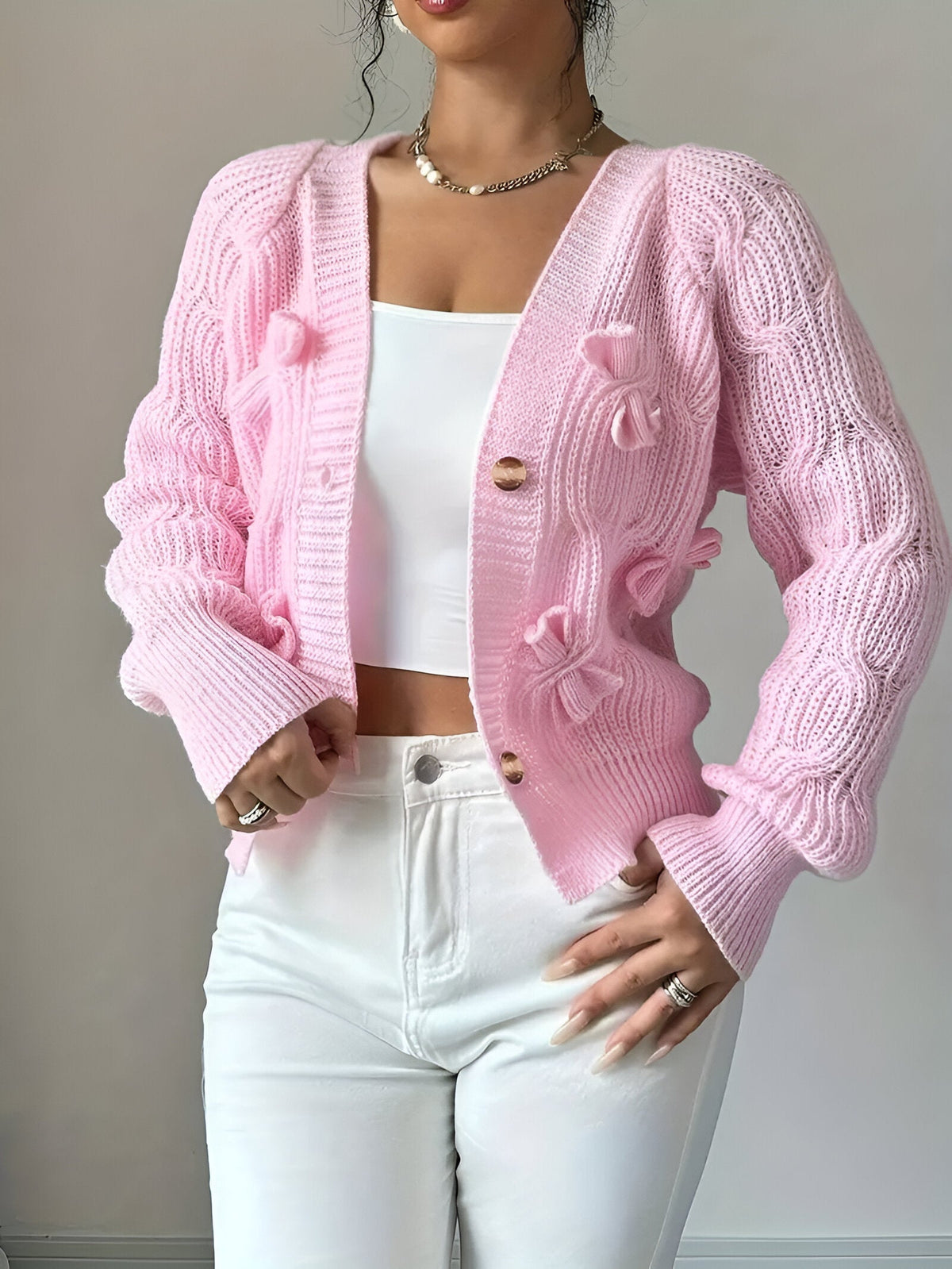 Belle Elegant Bow Knit Cardigan